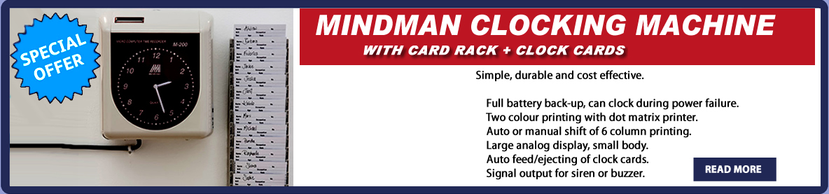 MINDMAN 200A Clocking machine AND Clock cards